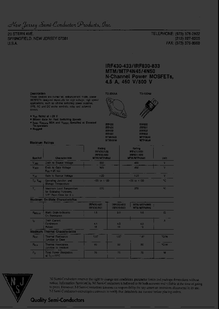MTP4N45_7659026.PDF Datasheet
