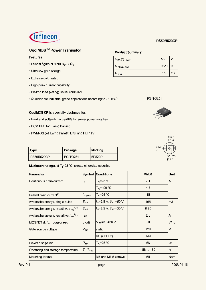 IPS50R520CP_7663147.PDF Datasheet