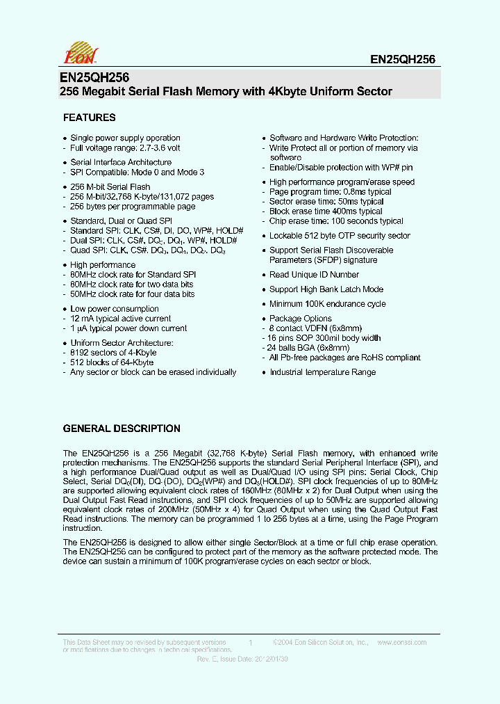 EN25QH256-80FIP_7664026.PDF Datasheet
