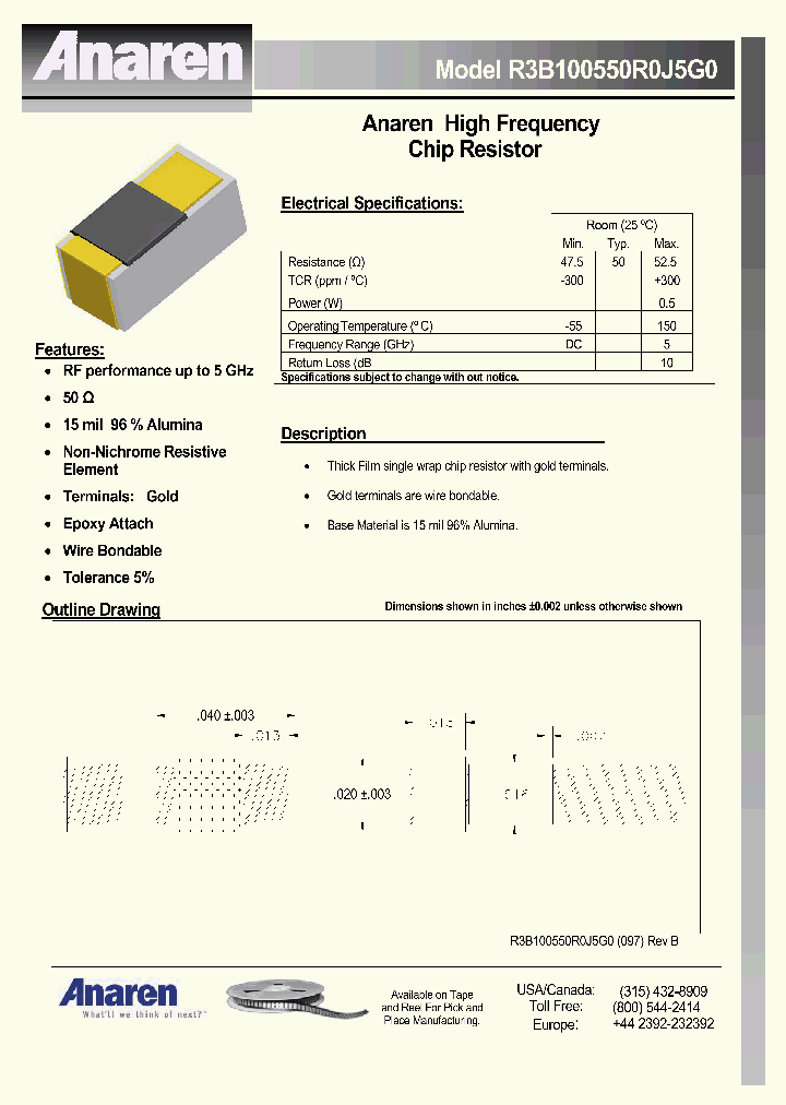 R3B100550R0J5G0_7664699.PDF Datasheet