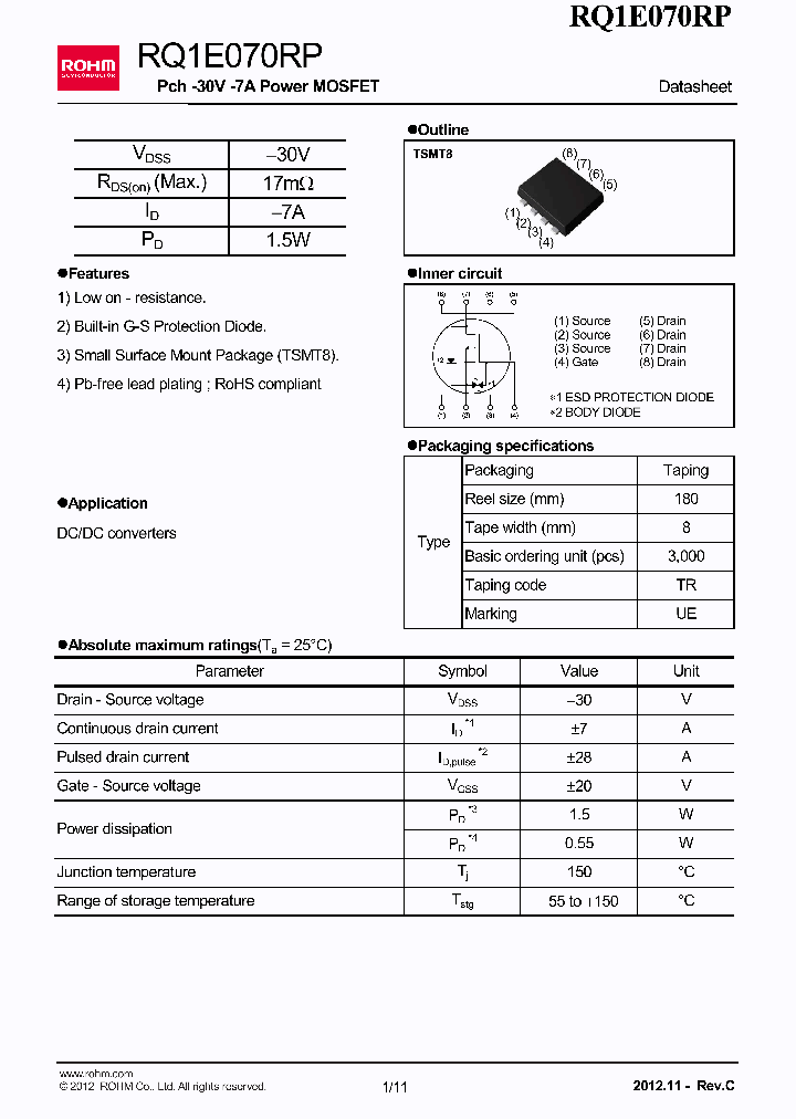 RQ1E070RPTR_7665504.PDF Datasheet