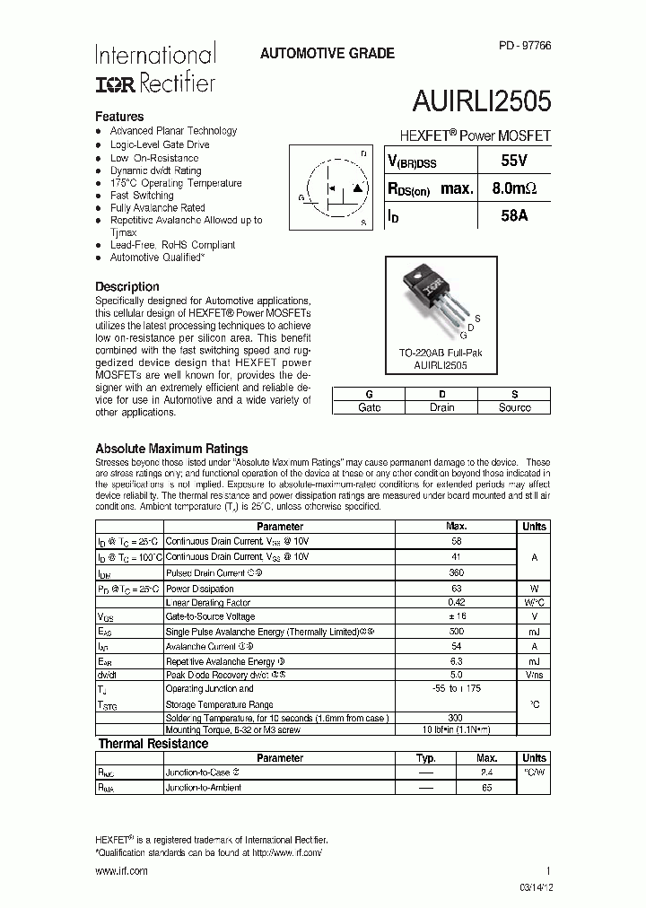AUIRLI2505_7666138.PDF Datasheet