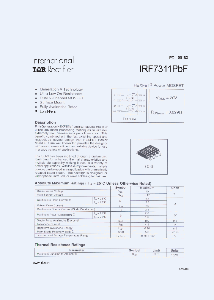 IRF7311PBF_7666621.PDF Datasheet