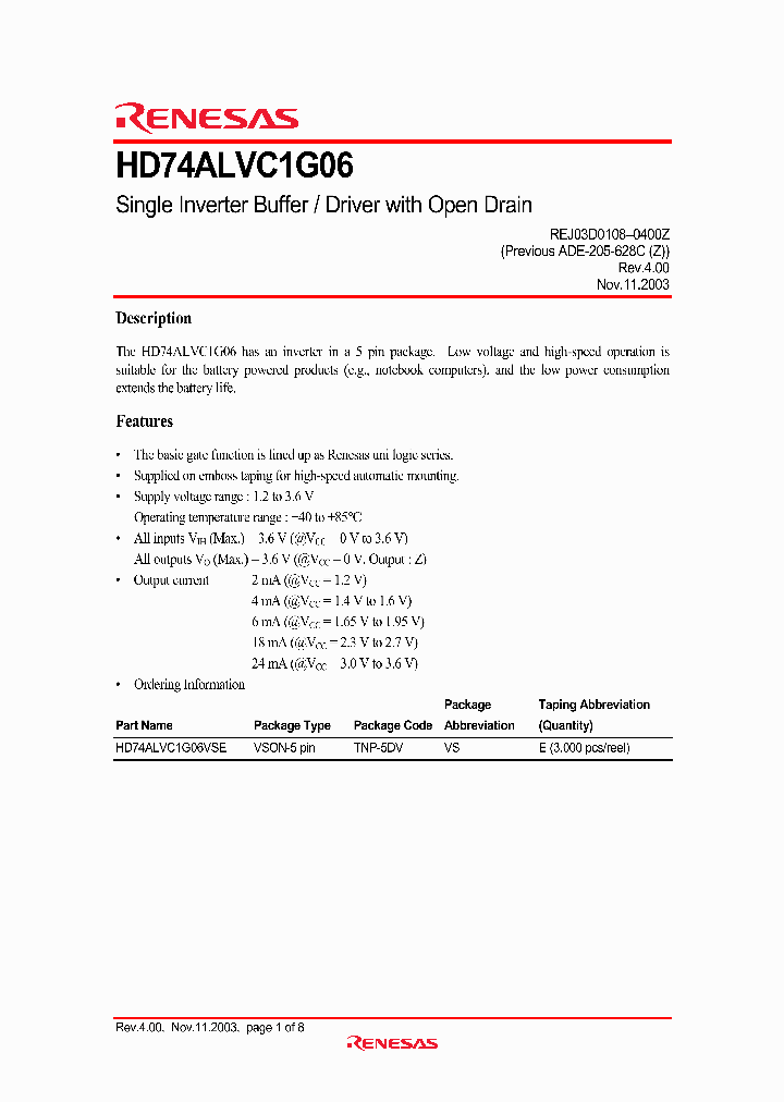HD74ALVC1G06_7667278.PDF Datasheet