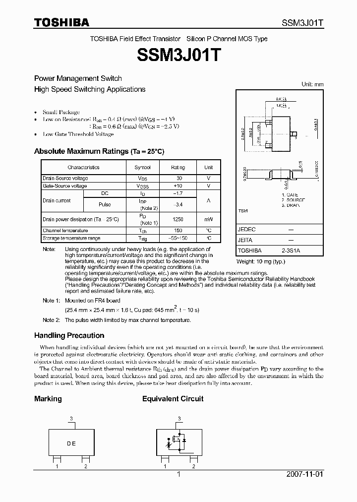 SSM3J01T_7668452.PDF Datasheet