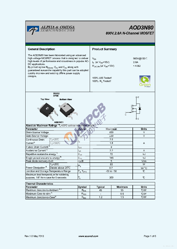 AOD3N80_7670984.PDF Datasheet