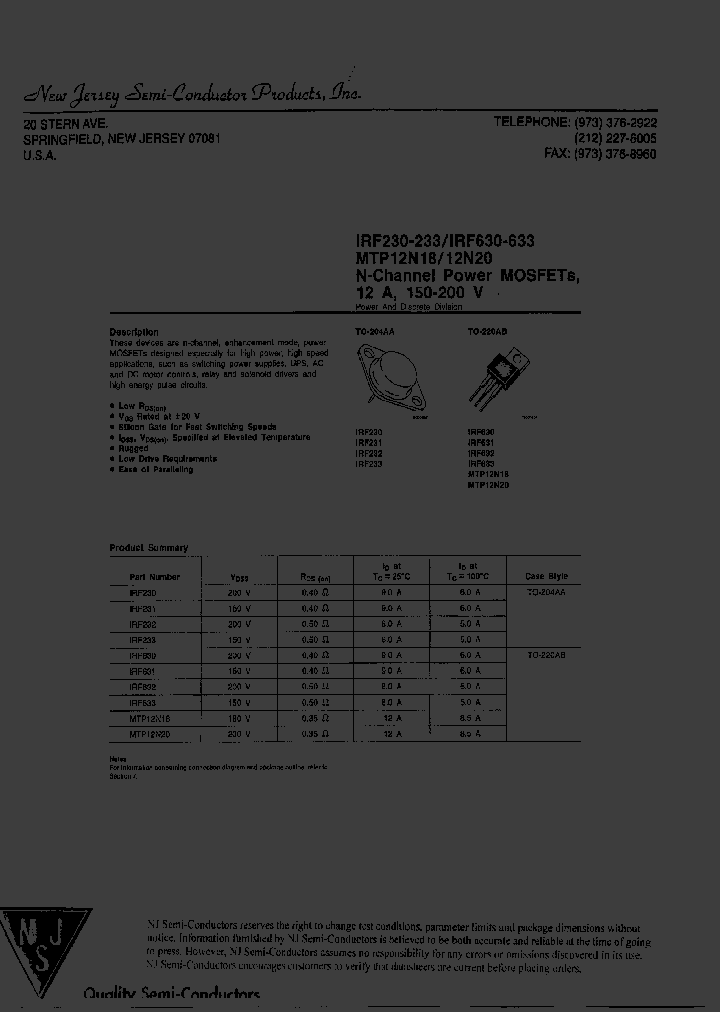 IRF230_7671508.PDF Datasheet