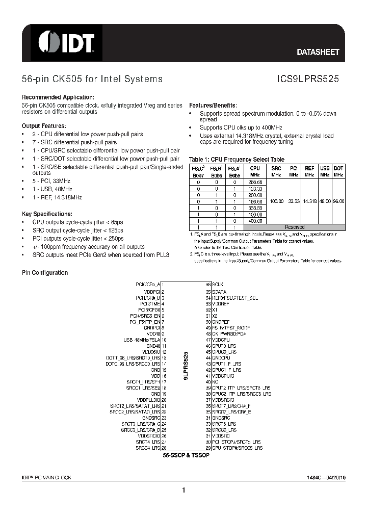 9LPRS525_7674962.PDF Datasheet