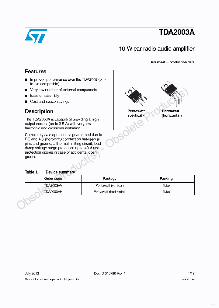 TDA2003A_7675418.PDF Datasheet