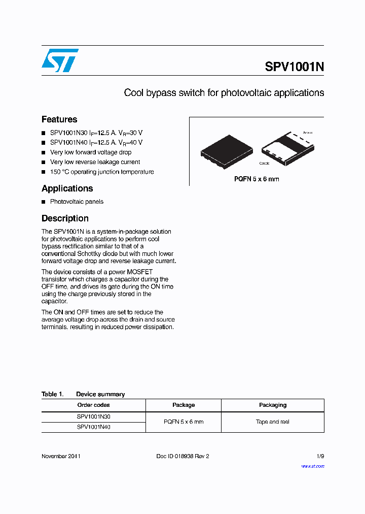 SPV1001N40_7675588.PDF Datasheet
