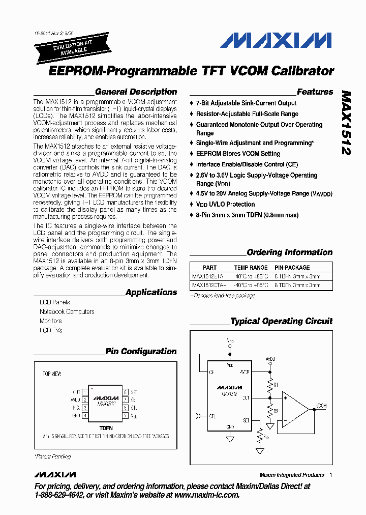 MAX1512ETA_7677127.PDF Datasheet