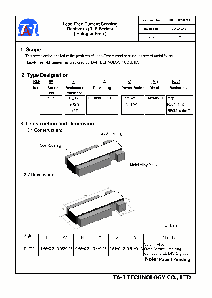 RLF06GECMR001_7680306.PDF Datasheet