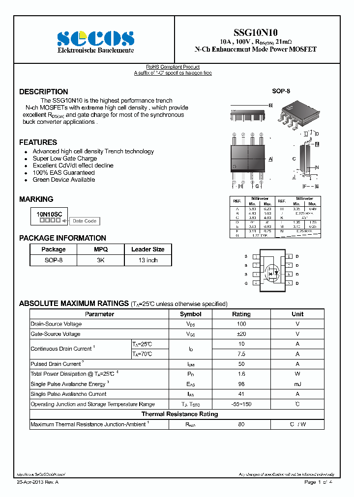 SSG10N10_7680970.PDF Datasheet