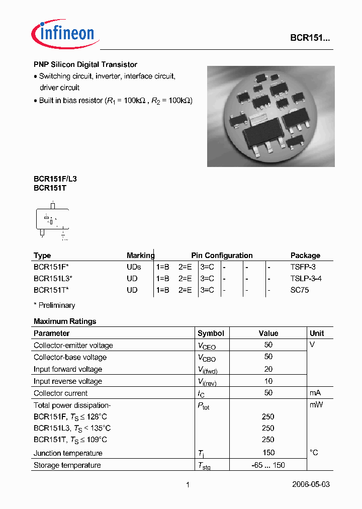 BCR151L3_7681500.PDF Datasheet