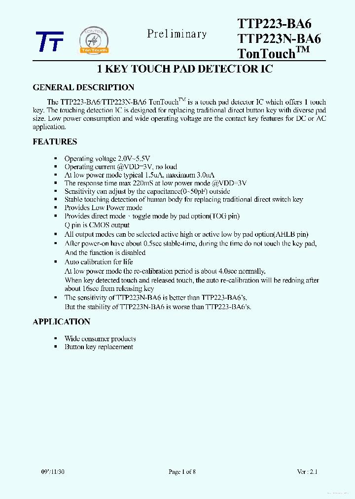 TTP223N-BA6_7682889.PDF Datasheet
