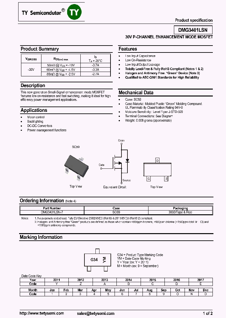 DMG3401LSN-7_7684262.PDF Datasheet