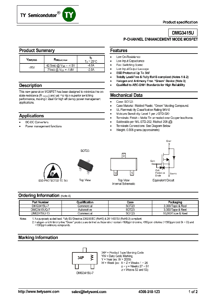 DMG3415U-7_7684283.PDF Datasheet