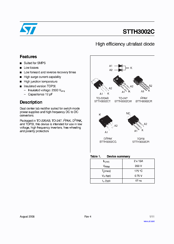 STTH3002CG-TR_7686727.PDF Datasheet