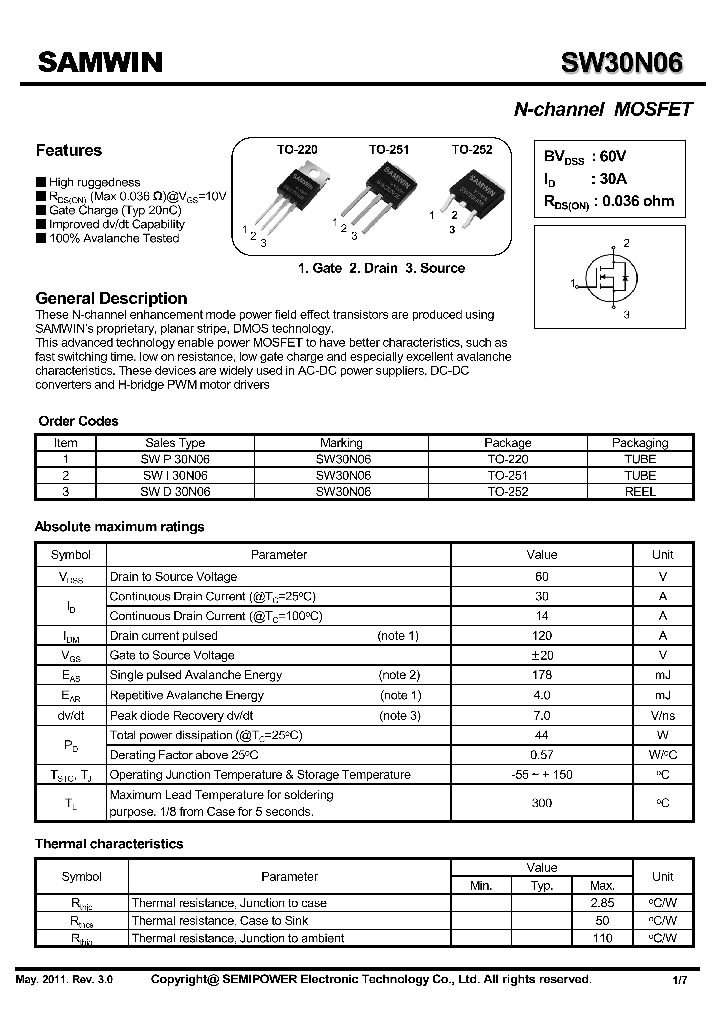 SWI30N06_7690219.PDF Datasheet