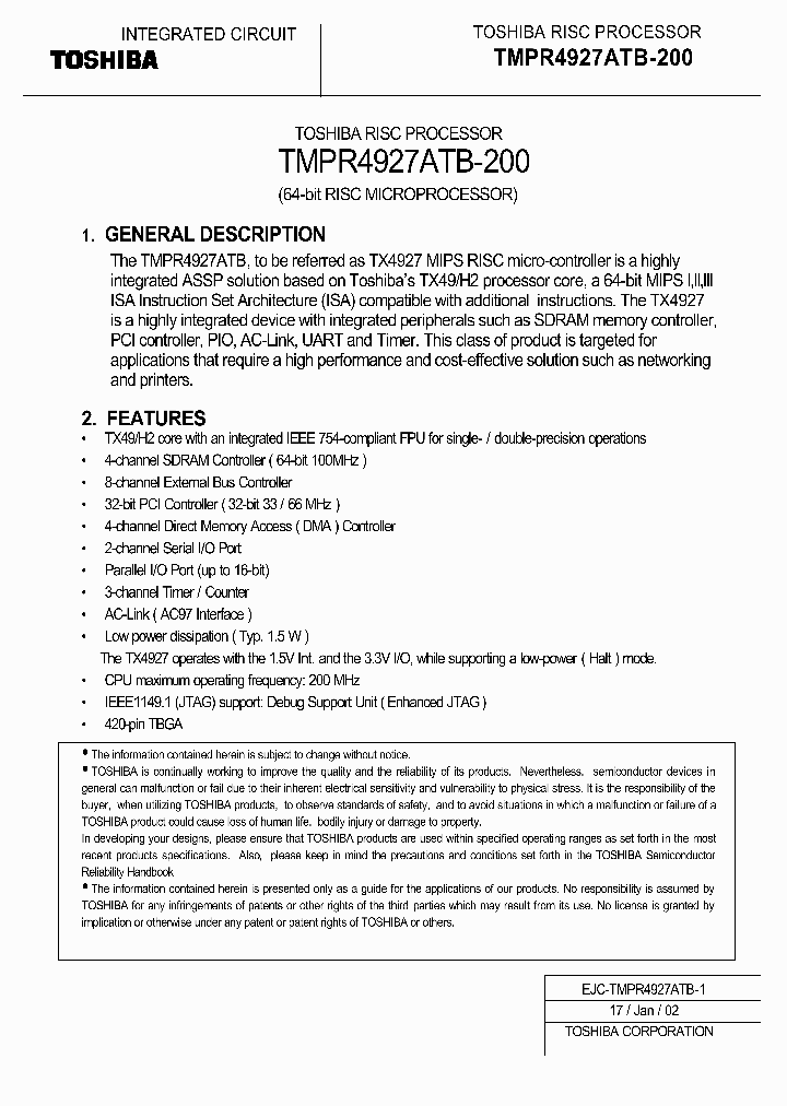 TMPR4927ATB-200_7690143.PDF Datasheet