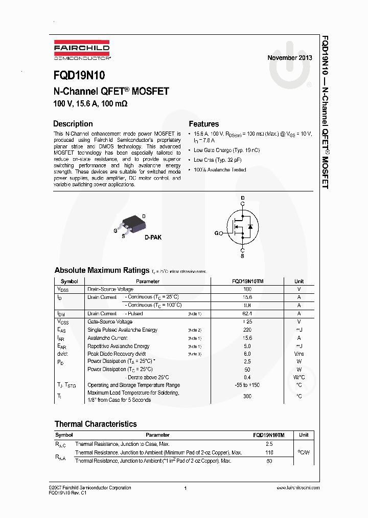 FQD19N10_7692006.PDF Datasheet