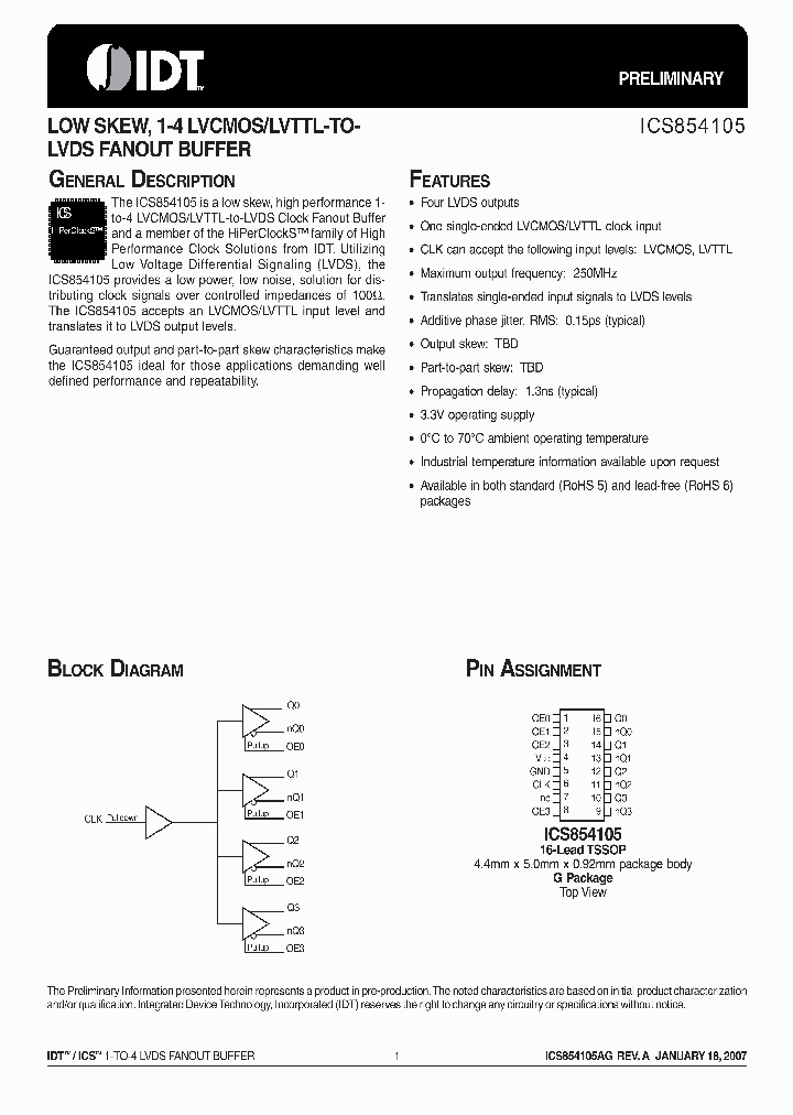 ICS854105AGT_7694606.PDF Datasheet