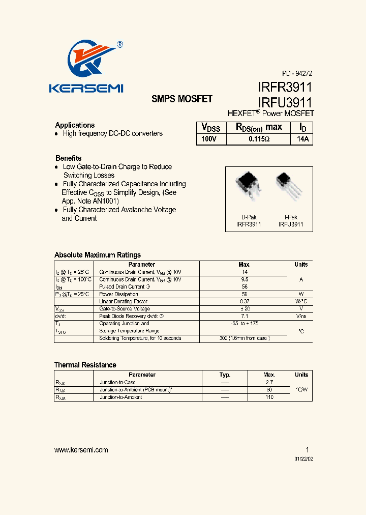 IRFR3911_7695363.PDF Datasheet
