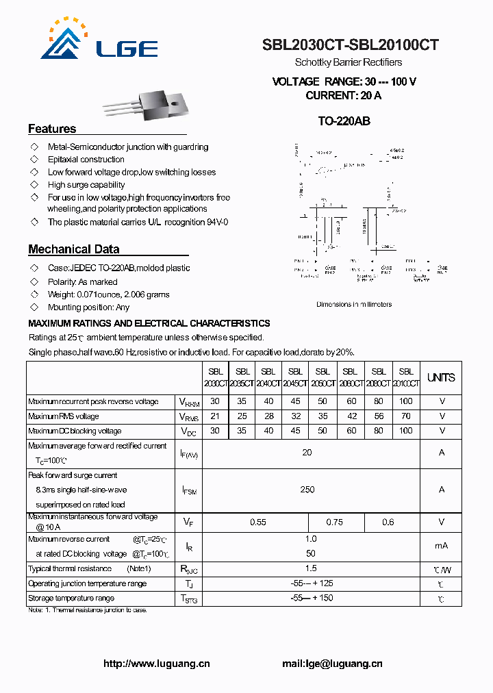 SBL20100CT_7695843.PDF Datasheet
