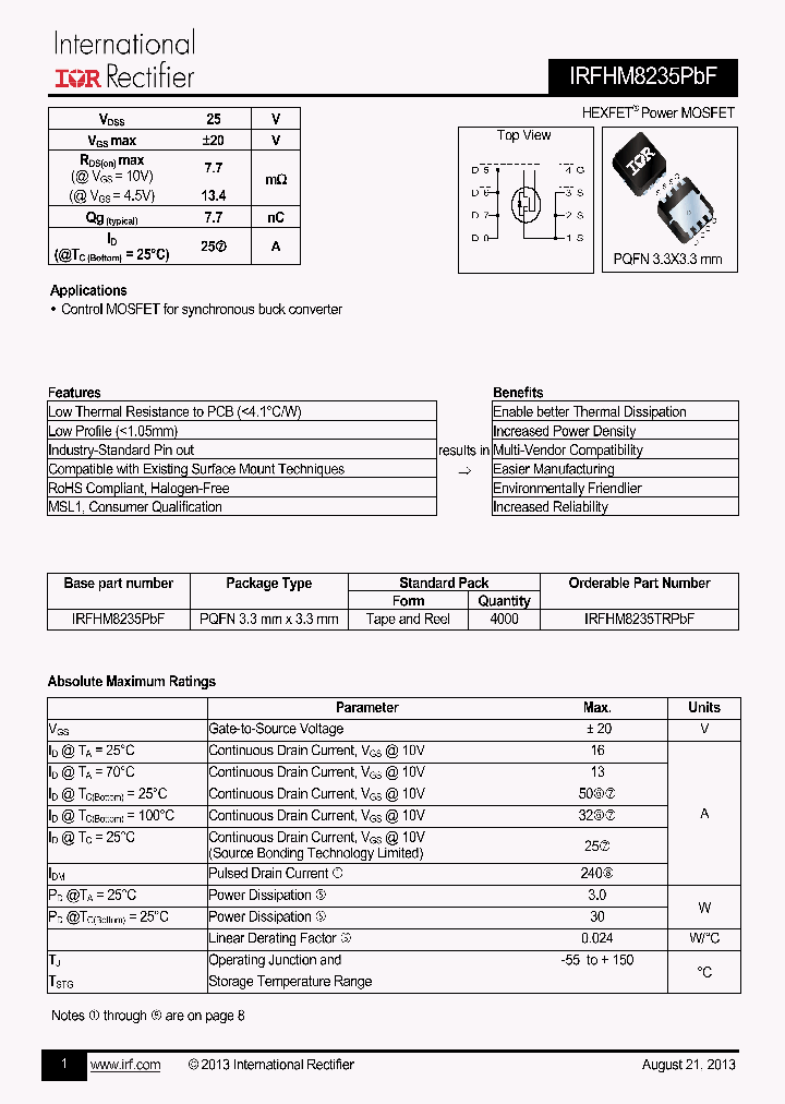IRFHM8235PBF_7696198.PDF Datasheet
