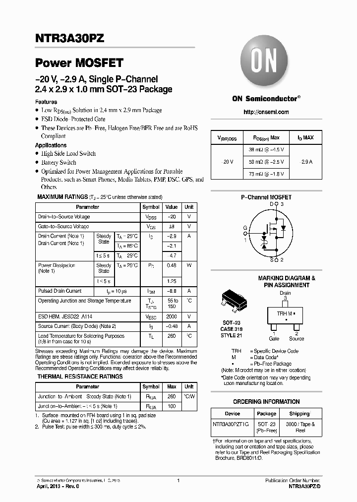 NTR3A30PZT1G_7699181.PDF Datasheet