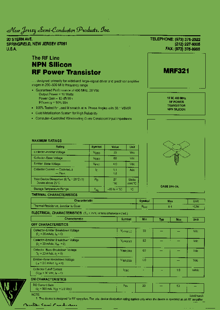 MRF321_7699428.PDF Datasheet