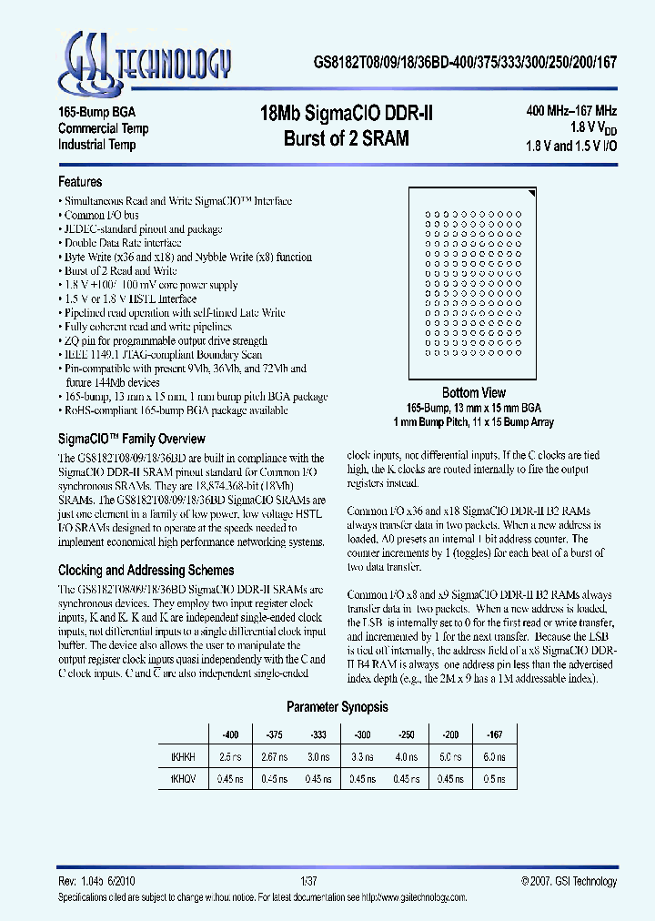 GS8182T18BD-200_7700726.PDF Datasheet