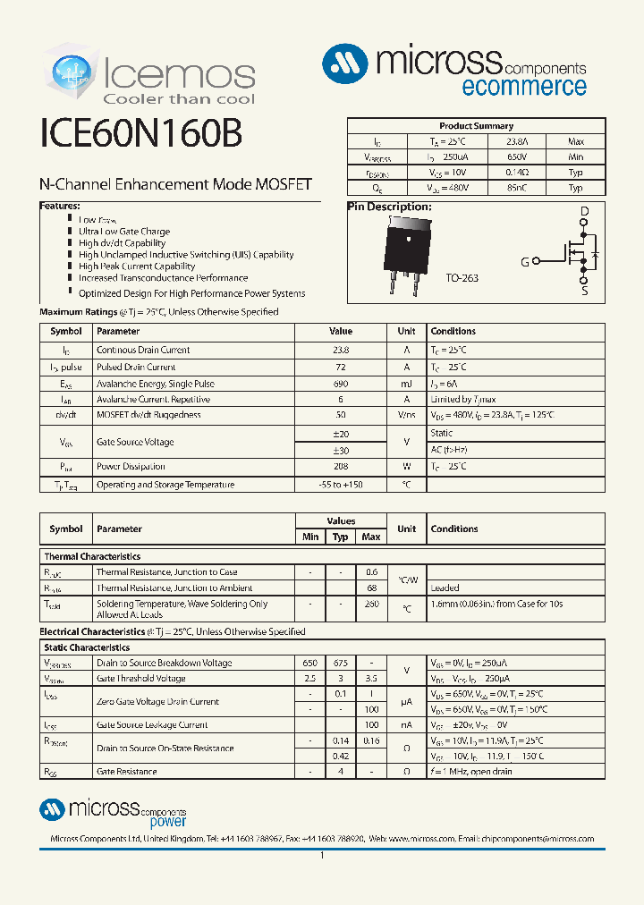 ICE60N160B_7703750.PDF Datasheet