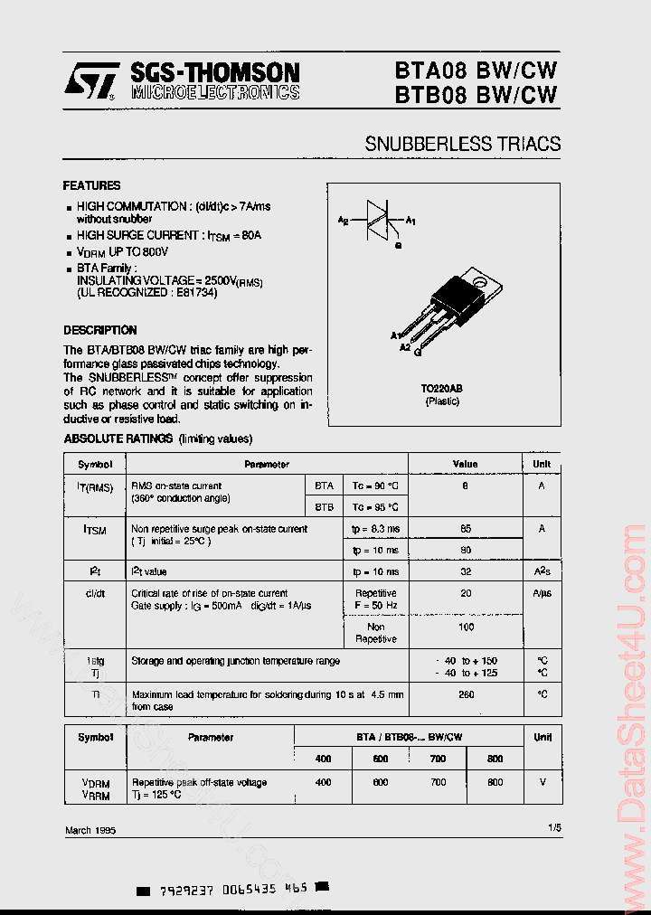 BTA08-400BW_7703444.PDF Datasheet