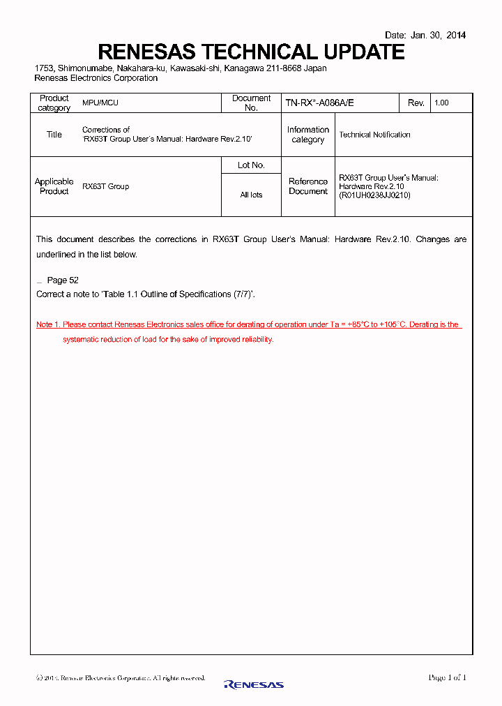 R5F563T6EDFM_7704149.PDF Datasheet