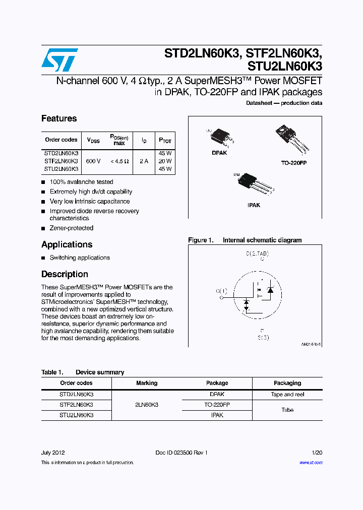 STF2LN60K3_7705105.PDF Datasheet