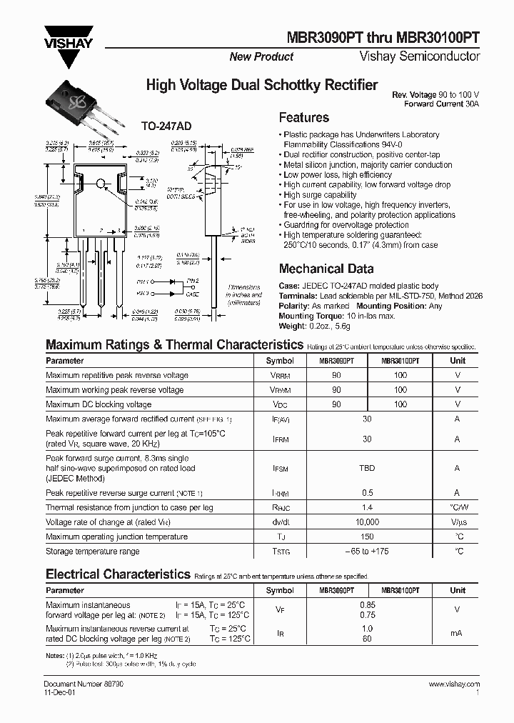 MBR30100PT-E3_7714393.PDF Datasheet