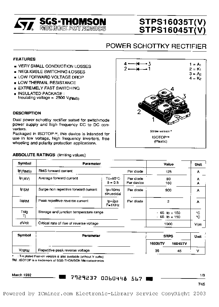 STPS16035T_7717460.PDF Datasheet