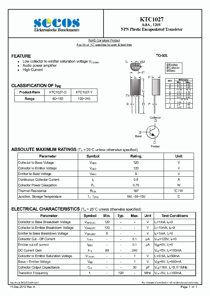 KTC1027-O_7721748.PDF Datasheet