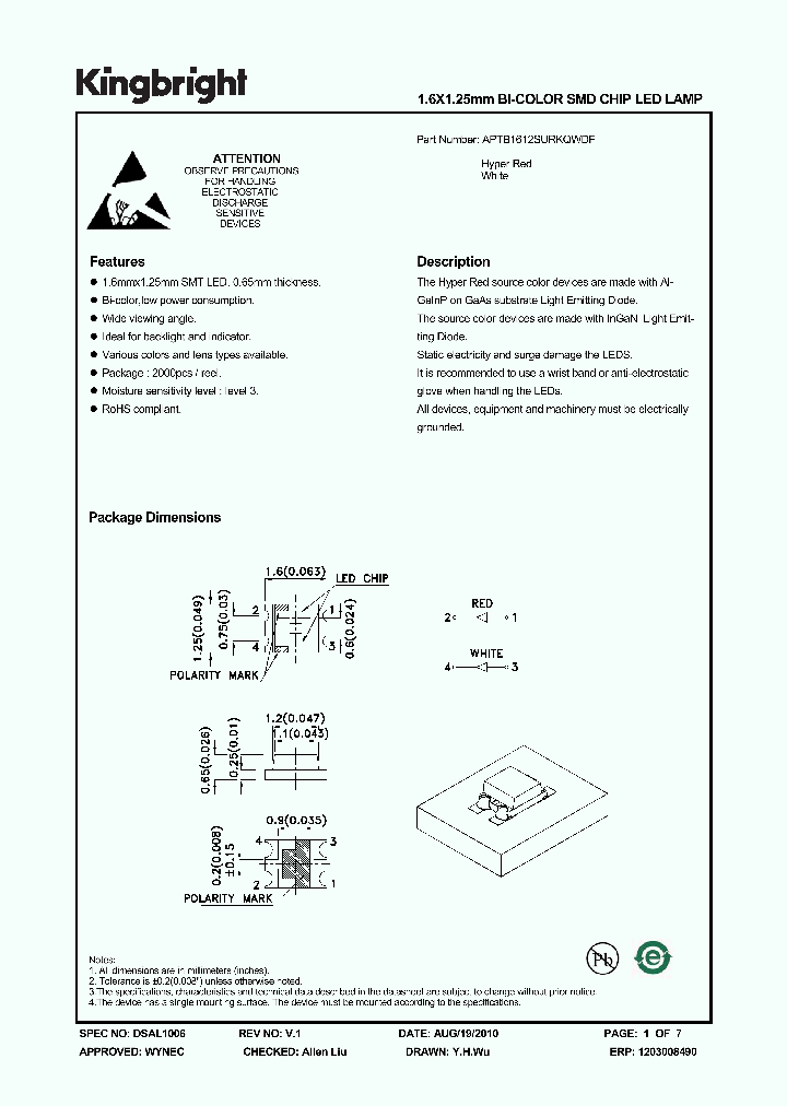 APTB1612SURKQWDF_7724359.PDF Datasheet