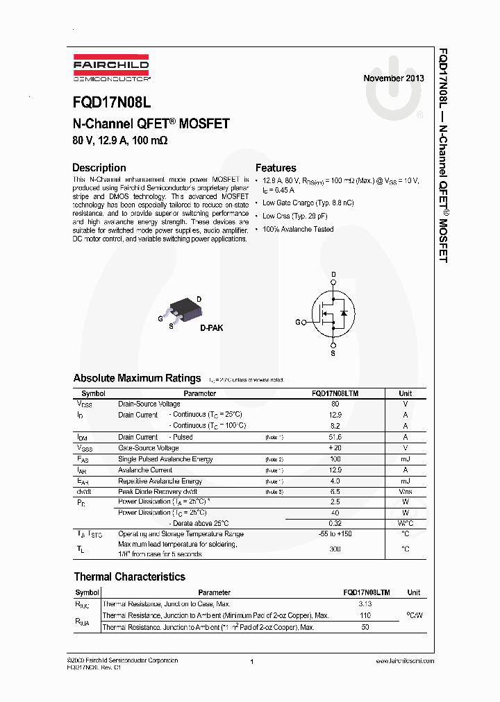 FQD17N08L_7725097.PDF Datasheet