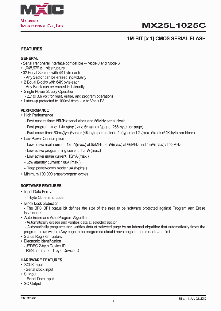 MX25L1025C_7728257.PDF Datasheet