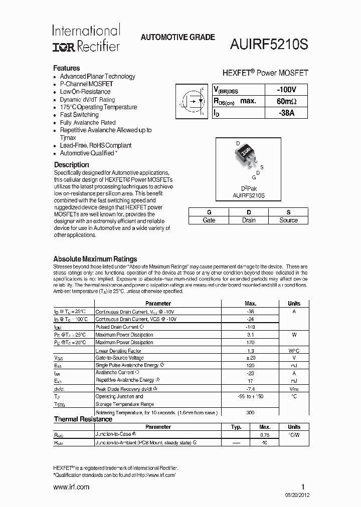 AUIRF5210S_7729178.PDF Datasheet