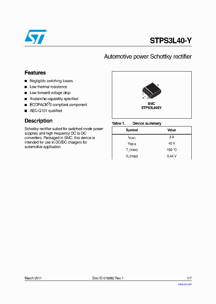 STPS3L40SY_7733687.PDF Datasheet