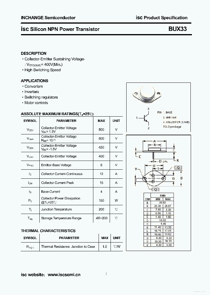 BUX33_7734015.PDF Datasheet