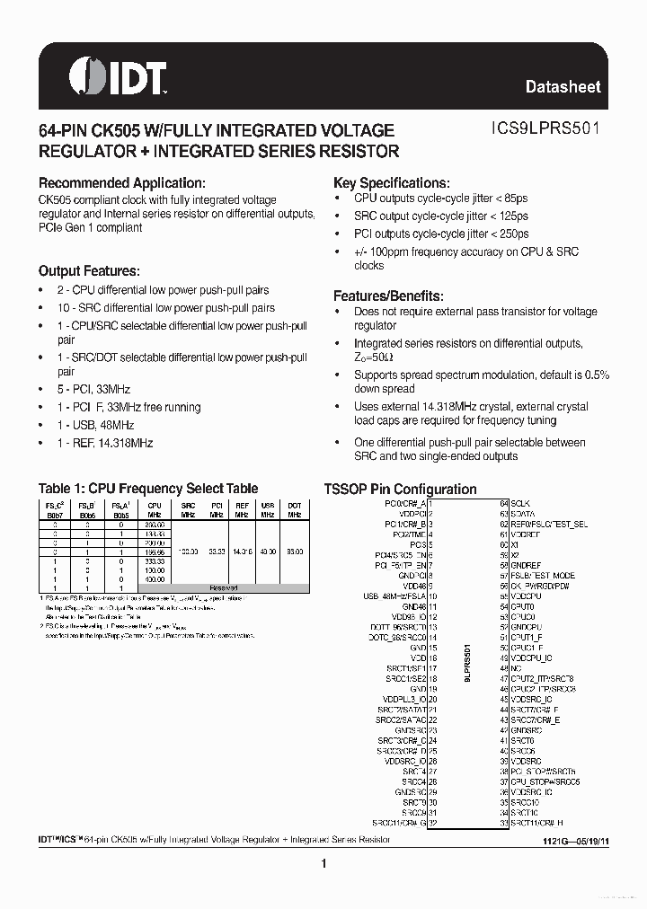 ICS9LPRS501_7734475.PDF Datasheet