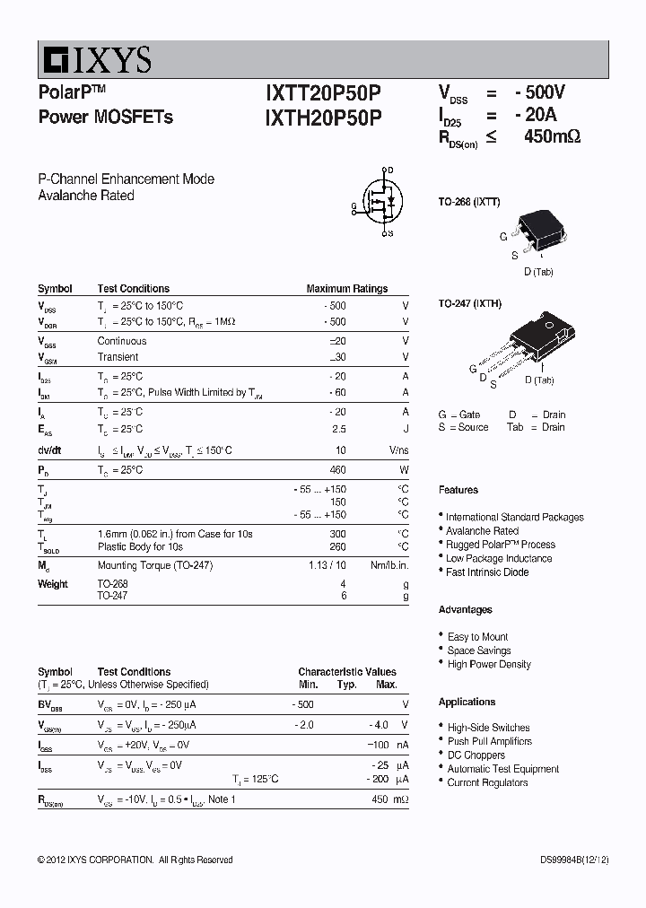 IXTH20P50P_7738386.PDF Datasheet