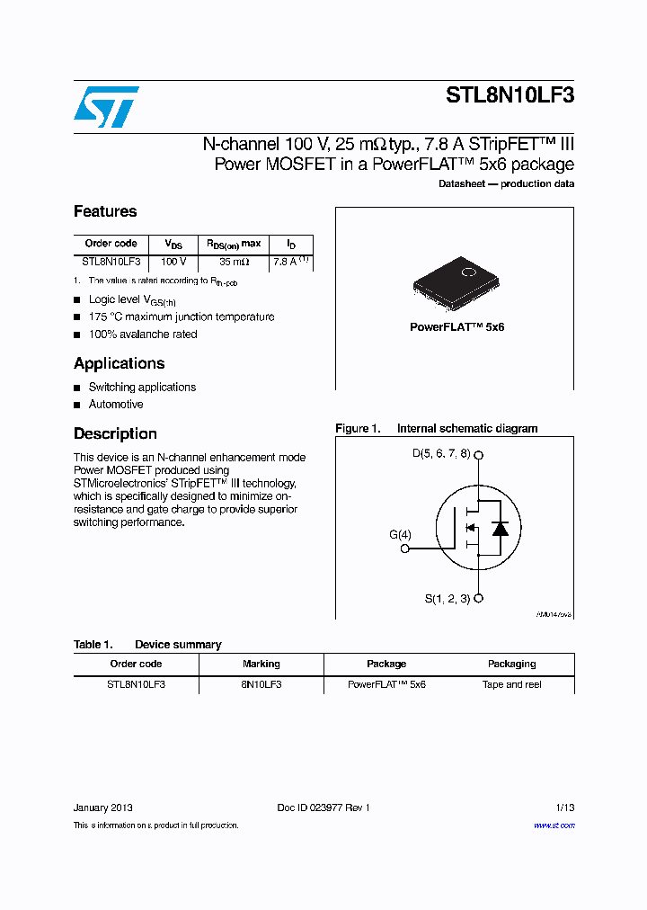 STL8N10LF3_7748182.PDF Datasheet