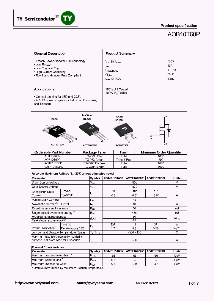 AOB10T60P_7750769.PDF Datasheet