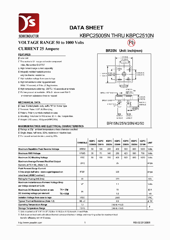 KBPC25005N_7750935.PDF Datasheet